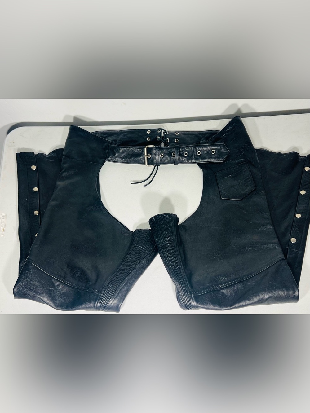 UNIK Black Genuine Leather Motorcycle Chaps 5XL
